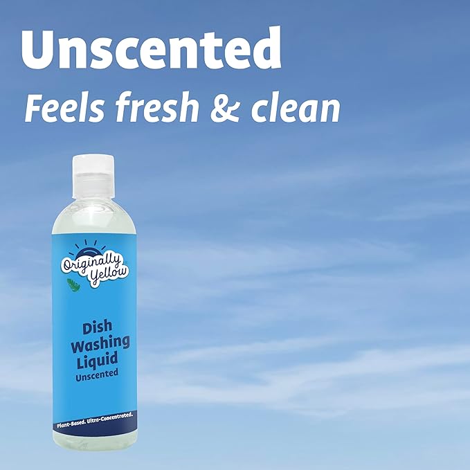 Originally Yellow Plant-Based Dish Soap Fragrance and Dye-Free | Quick-Drying Dishwashing Liquid Removes Dirt and Grease | Streak-Free Dish Soap, 16 Fl Oz (3-Pack)