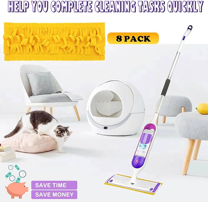 8 Pack Power Mop Refills, Compatible with Swiffer PowerMop & Wood Mops, Reusable, Used for Floor Cleaning