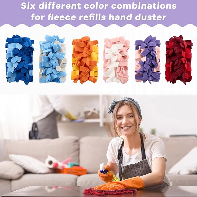 Zubebe 12 Pcs Heavy Duty Duster Refill Reusable Fleece Duster Refills Multi Surface Washable Cleaning Pads for Home, Blinds, Fans, Corners, Furniture (Colorful)