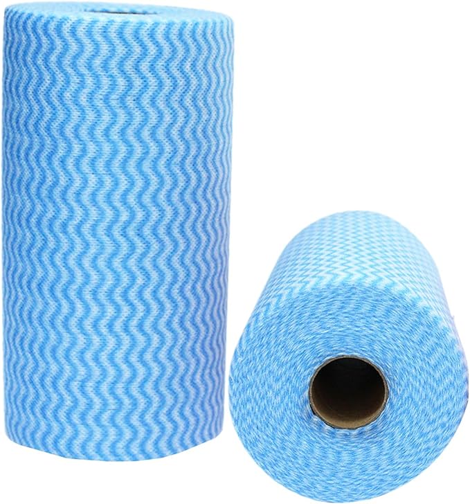 Handi Wipes Reusable Cloth Disposable Cleaning Cloth Kitchen Dish Cloth Dish Towels Dry Blue Washable Wipes Dish Towel Rolls, Soft Durable And Absorbent, 2 Rolls,Total Pack Of 200, Blue