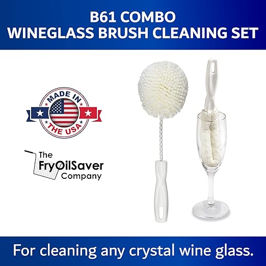 Set of 2 Crystal Stemware Brush & Foam Goblet Cleaning Brush, Non-Scratch Kitchen Glassware Cleaner for Bar, Hotel & Restaurants Wine Glass, Decanter, Goblets, Mugs, Champagne Glass Bottles & Stemware
