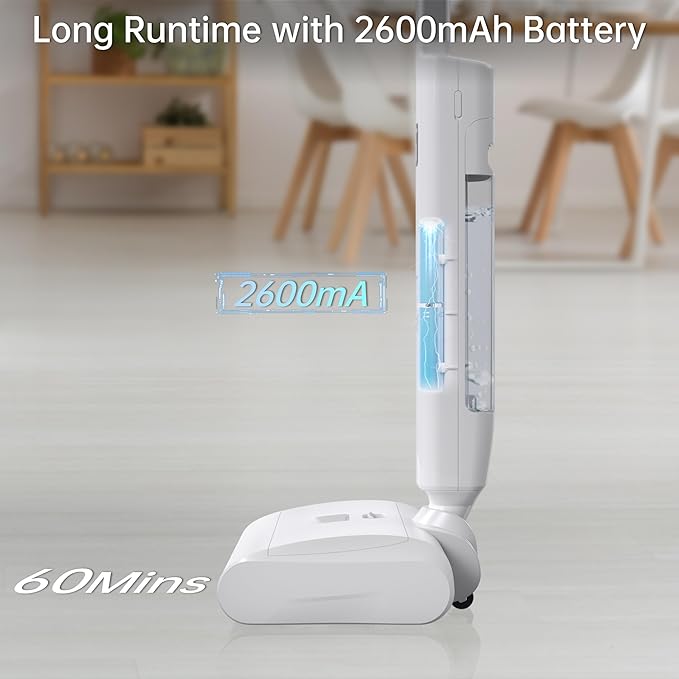Wet Dry Vacuum Cleaner Cordless Mop,Upgraded Electric Mop,Quiet Self-Propelled Up to 60 Mins, Dual Water Tank,Cordless Mop Vacuum Cleaner for Hardwood Floor Cleaning