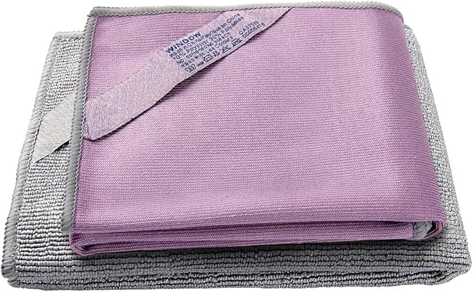 Longmann NΘrwex Basic Package Window Cleaning Cloth and Enviro Cloth Glass Cloth, Cleaning Cloth, Streaks Schatches Free (Purple 1 Pack, Grey 1 Pack)