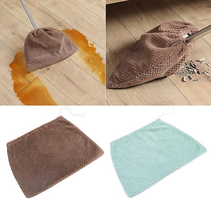 2PCS Reusable Floor Cleaning Cloth Broom Replacement Cloth Cotton Mop Pad Lazy Broom Cover Washable Duster Mopping Refills for Wet & Dry Floor Cleaning(Random Color)