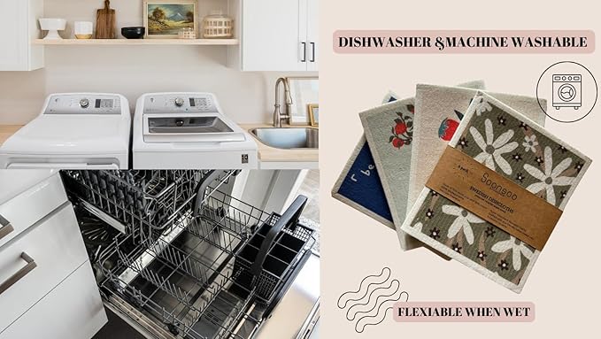 SOONSOO Swedish Dishcloths 6Pack Absorbent Eco-Friendly Reusable Cleaning Cloths for Kitchen - Multi-Purpose Machine Washable, Compostable, Quick Drying Zero Waste Cellulose Kitchen Cloths (Fruit1)