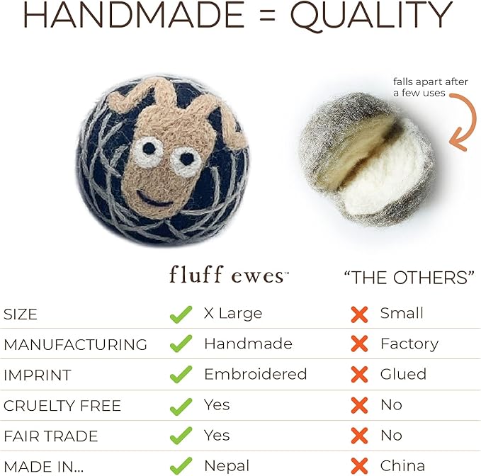 Fluff Ewes Premium Handmade New Zealand Reusable Wool Dryer Balls for Laundry & Baby + Ewe Dew Home Fragrance Aromatherapy Dryer Ball Essential Oil Blend, 2 Pack, Darks + Cottontail 0.5oz