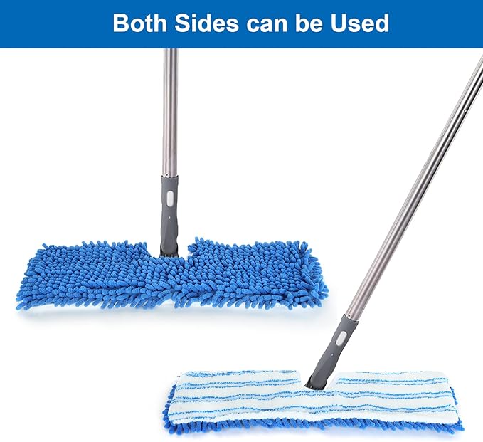 4 Pack Microfiber Flip Mop Head Replacement, Reusable Replacement Mop Heads for Dry/Wet Use, Double Sided Cleaning Mop Head Replacement, Machine Washable
