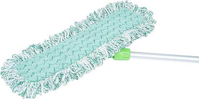 Restaurantware-Clean Tek Professional Dry Sweeping Mop Pad, 1 Dust Pad with Fringe - Mop Frame and Handle Sold Separately, Hook & Loop System, Green Microfiber Reusable Mop Pad, Zig Zag Pattern