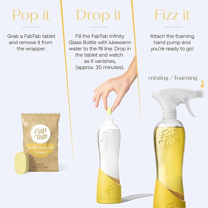 Fabtab Sustainable Multi-surface Cleaner Refill Cleaning Tablets For All Surfaces, Plant-based, No Harsh Chemicals, Citrus Scent (bottle Not Included)