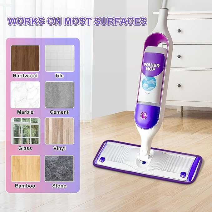 4 Pack Reusable Mop Pads Compatible with Swiffer PowerMop, Mop Refill Pads Replacement for Swiffer Power Mop Upgraded Cationic Spray Mop Pads for Wood & Multi-Surface Floor Cleaning, Machine Washable