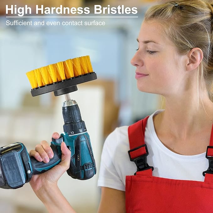 6 Pcs Drill Brush Attachment Power Scrubber Cleaning Kit Multi Purpose Drill Brush Set Drill Scrubber Brush Kit Cleaning Brushes for Drill Bathroom Surfaces Tub Grout Shower Kitchen (Multi Colors)