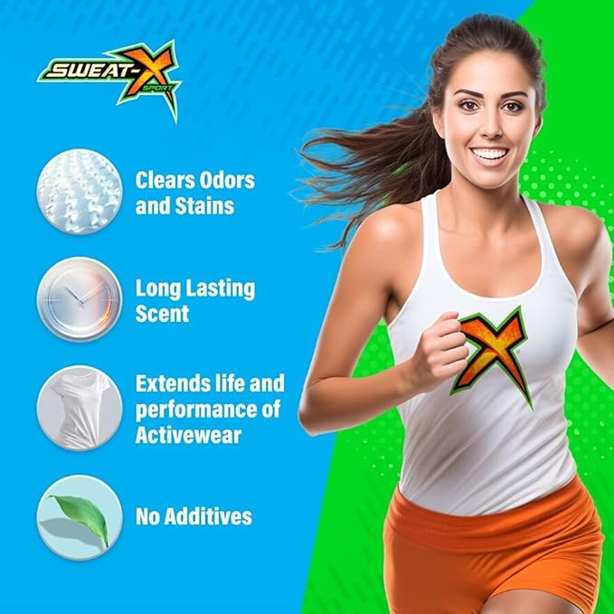 Sweat X Original Max Odor Defense Laundry Detergent – Remove the Worst Odors & Toughest Stains – High Performance Sports Wash for Training Gear & All Fabric Types – 45 Loads – 2 Pack
