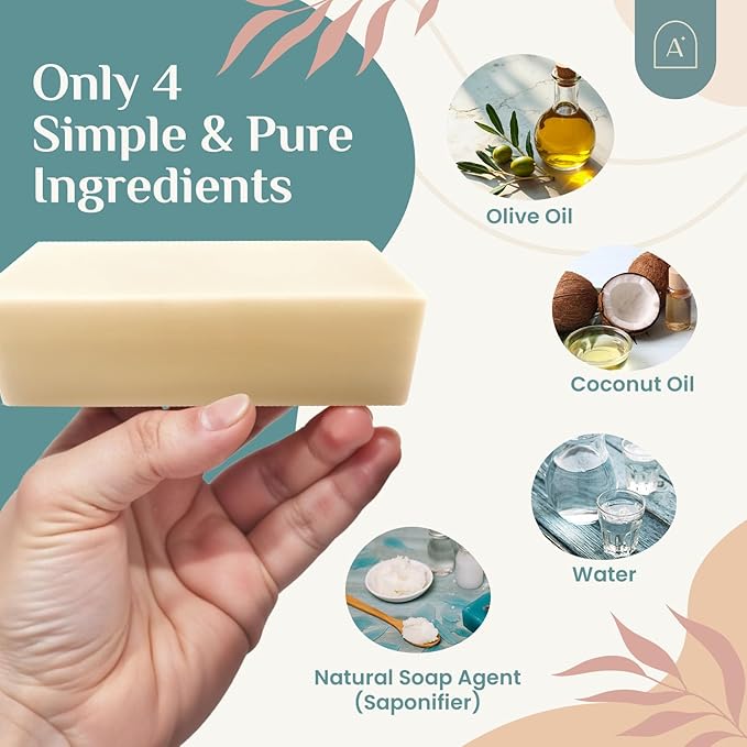 All Natural Dish Soap Bars - Bar Soap for Dishes, Biodegradeable Dish Soap Block, Kitchen Soap, All Natural Non Toxic, Low Waste Kitchen Dishwashing Bar Soap-Unscented, (1 Pack, 6.3oz)