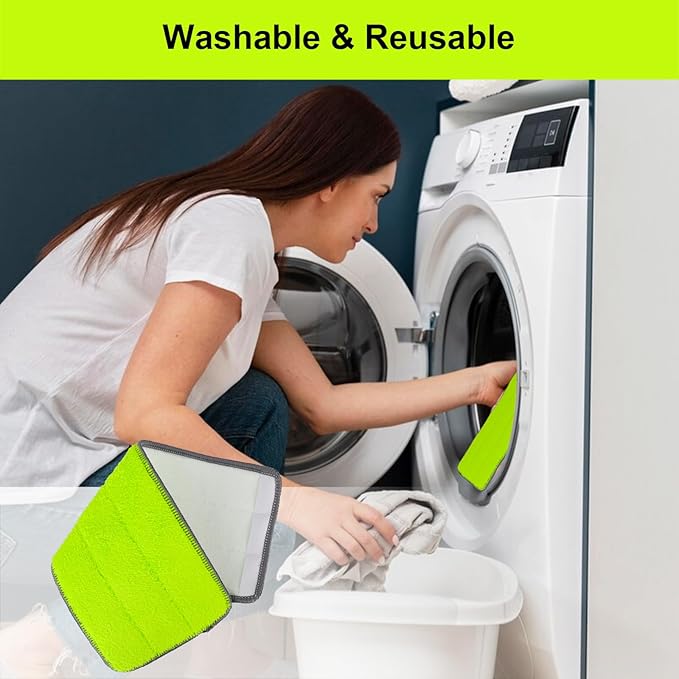 Replacement Microfiber Mop Pads for Libman Rinse 'n Wring Mop and Bucket System, Washable Reusable Wet & Dry Cleaning Refill Head for Multi-Surface Floor-8 Pack