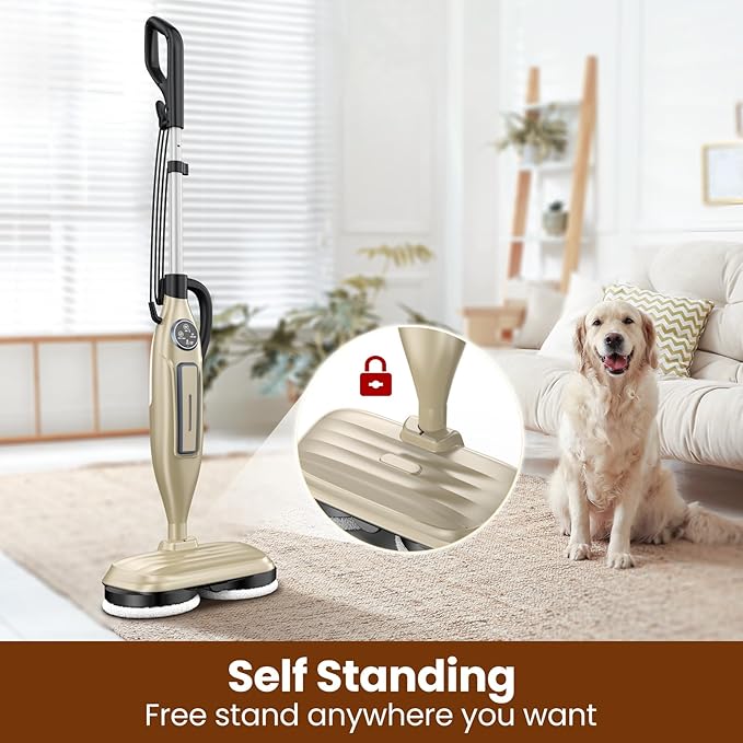 DEVOAC VM6 Scrubbing Steam Mop with Rotating Mop Pads, 10 in 1 Steam Mop, Lightweight Spin Mop & 3 Steam Modes for Hard Floor Laminate Marble Floors