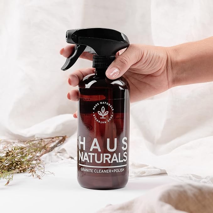 Granite Cleaner And Polish Kit |Formulated To Work On All Natural Stone Surfaces | Eco Friendly & Plant Based | Safe For Kids And Pets | Large Microfiber Cloth Included |16oz