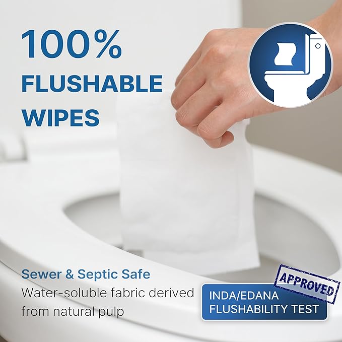 Korea’s #1 Flushable Wipes- 100% Plant-Based Hypoallergenic Biodegradable 99% Water-Based Extra-Thick 55 GSM Unscented for sensitive skin Flip-Top 432 Count (9 Packs)