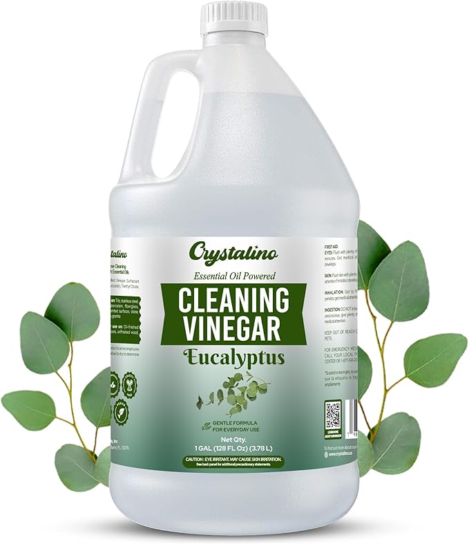 Eucalyptus Essential Oil Vinegar (1 Gallon) for Cleaning, Distilled White Vinegar for Cleaning Purpose, Vinagre Blanco, Vinger (128 Fl Oz (Pack of 1), Eucalyptus)