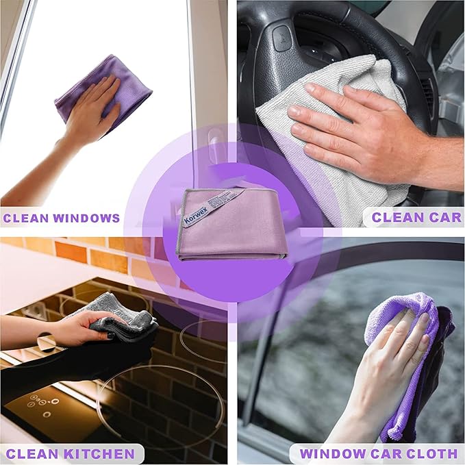 Window Cleaning Cloth.Glass Cleaning Cloth, Streaks Scratches Free. Purple 1 Pack