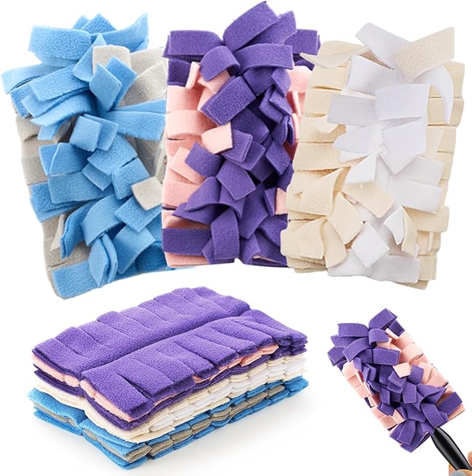 Zubebe 3 Pcs Heavy Duty Duster Refill Reusable Fleece Duster Refills Multi Surface Washable Cleaning Pads for Home, Blinds, Fans, Corners, Furniture (Classic Color)