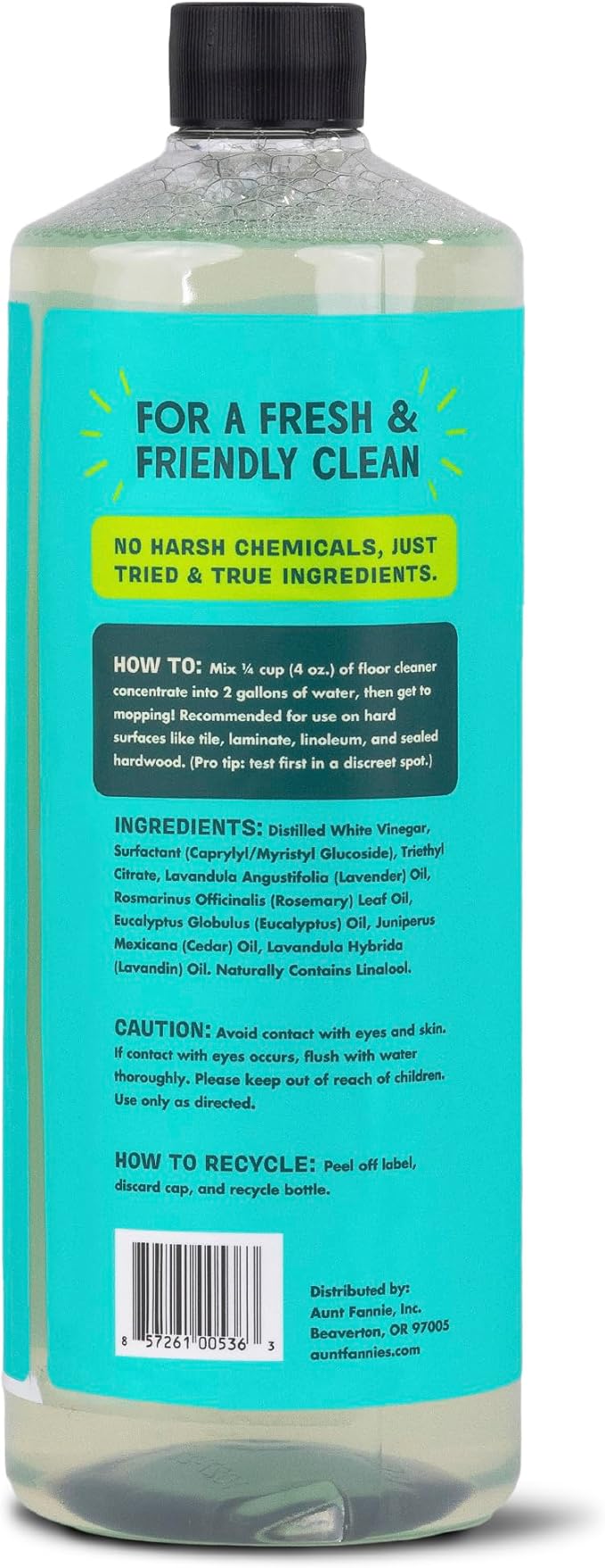 Aunt Fannie's Ultra Concentrated Floor Cleaner Vinegar Wash, Multi-Surface Floor Cleaner For Mopping, Makes 16 Gallons, Eucalyptus Scent, 32 oz. (Pack of 1)