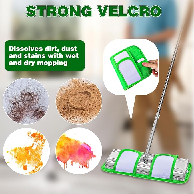 Microfiber Reusable Mop Pads Compatible with Swiffer Sweeper- Machine Washable Microfiber Mop Pad Refills for Household Cleaning-Floor Cleaning Mop Head Pads Work Wet and Dry-Pack of 6