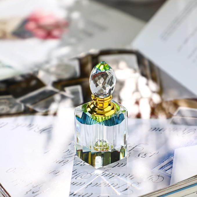 H&D HYALINE & DORA Vintage Refillable Perfume Bottles Glass Empty Spray Bottle and 3ML Refillable Crystal Perfume Bottle Empty, Clear Crystal Cut Travel Perfume Bottle