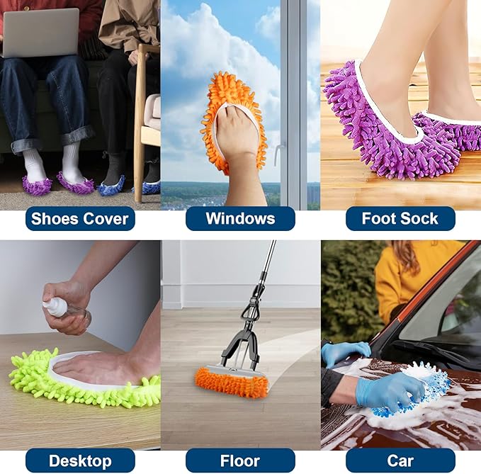 Cosywell Large Size 5 Pairs 10 PCS Shoes Cover for Mop Slippers Dusting Mop Shoes for Floor Cleaning House Washable(L)