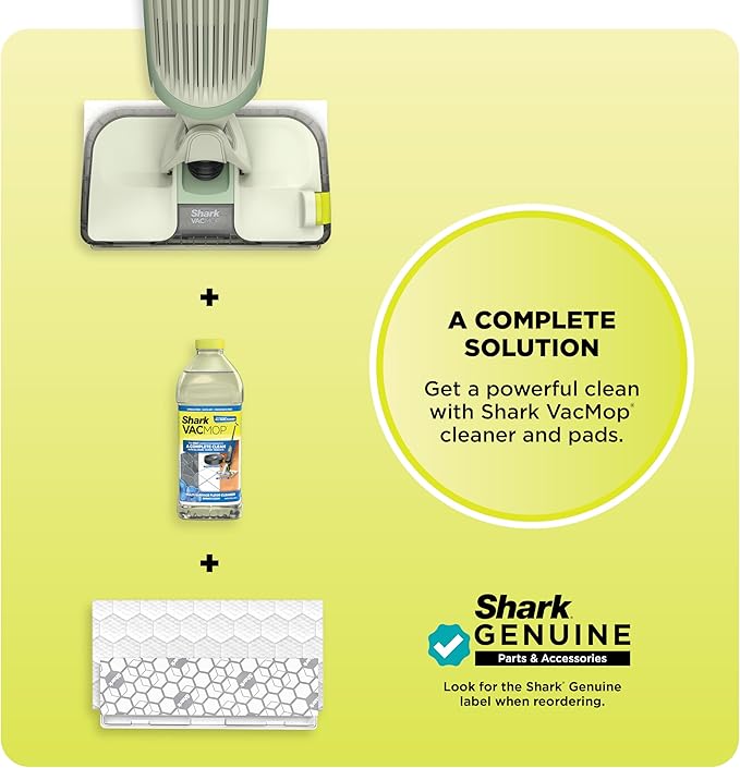 Shark VACMOP Pro Cordless Hard Floor Cleaner, Vacuum and Spray Mop, Powerful Suction, Lightweight, LED Headlights, Includes 4 Disposable Pads, 12oz Multi-surface Cleaning Solution, Lime Green, VM252GN