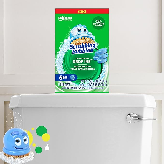 Scrubbing Bubbles Toilet Bowl Tablets, Continuous Clean Toilet Drop In Discs, Each Tablet Provides 4 Weeks of Protection Against Stains and Build Up, 5 Count (Pack of 3)
