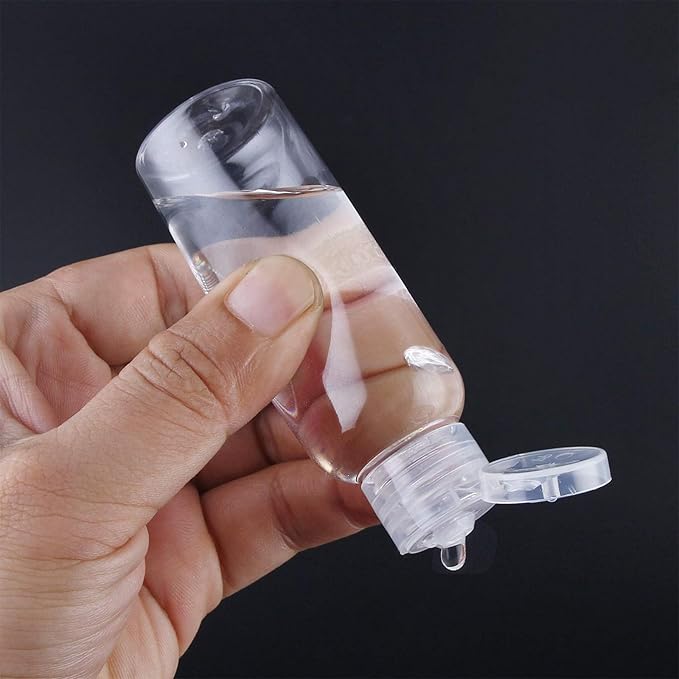 60 Pack 2oz / 60ml Clear Plastic Empty Bottles Bulk, Travel Bottles with Flip Cap, Portable Refillable Containers for Shampoo, Lotion, Liquid Body Soap, Cream, Toner