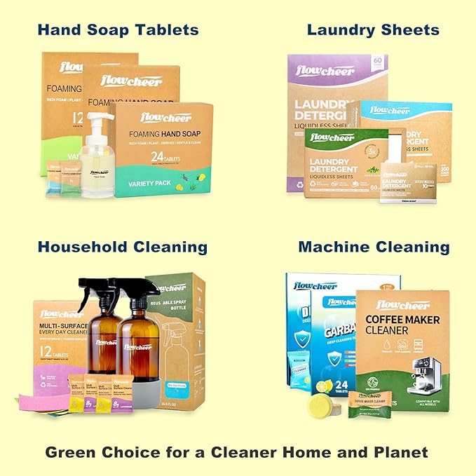 All Purpose Cleaner Concentrate Refills, Multi Surface Clean Refill,No Toxic Cleaning Tablets(12Pack)-Makes 204 fl oz(12x17Fl oz)Bottles of Spray Cleaner for Household&Kitchen Cleaning-Lemon