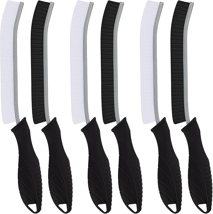 Toilet Brush, 6 Pcs Bathroom Cleaning Brush, Gap Scrub Brush with Hanging Hole, Multifunctional Hard Bristle Crevice Cleaning Brush, Cleaner Tools for Sinks, Tub, Shower, Tile, Toilet Seat (6, Black)
