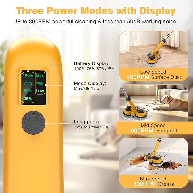 Cordless Electric Mop for Dewalt 20V Battery (NO Battery), 2 In 1 Electric Spin Mop & Floor Scrubber Machine with LED Light & Water Spray, 800 RPM Spray Electric Mop for Floor Cleaning, Hardwood,Tile