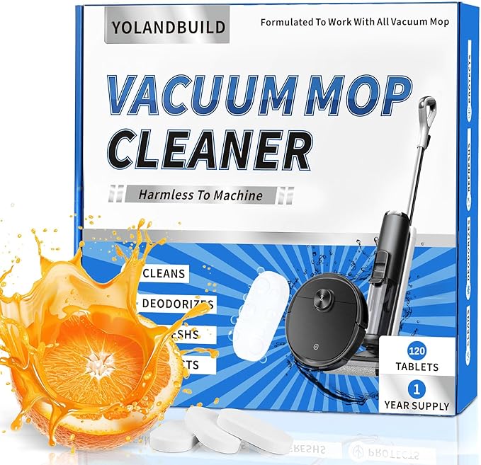 Vacuum Mop Cleaning Tablets (120 Count) - Fast Dissolve, Odor Eliminating & Pet-Safe | Compatible with Tineco Floor One, Roborock, Shark | Save 40% vs Cleaning Solution, Zero Residue