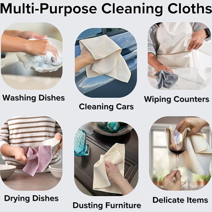 Microfiber Cleaning Cloth All-Purpose Microfiber Towels - 12 x 12 - Micro Fiber Cleaning Rags for House, Kitchen, Dust Rags for Dusting Furniture, Housekeeping, Car Drying Towel