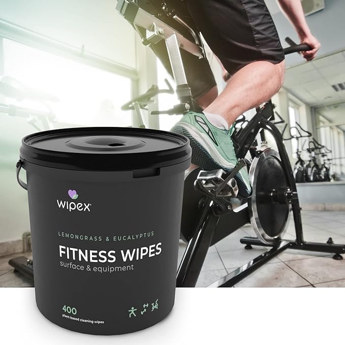 Wipex Gym Wipes Bucket Refill Roll - Plant-based Fitness Equipment Wipes, Lemongrass, Eucalyptus & Vinegar Wipes to Clean Surfaces, Yoga Mat & Gym Cleaner and Peloton Bikes, 400 Count (Pack of 1)