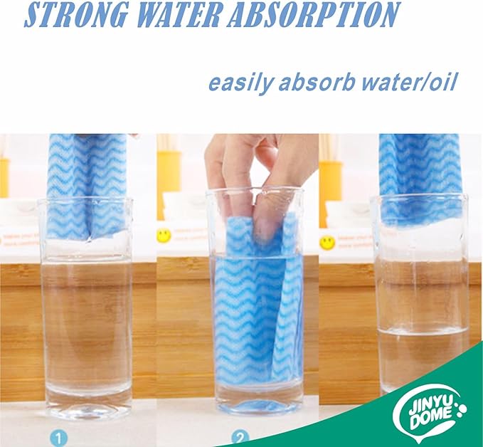 Handi Wipes Reusable Cloth Disposable Cleaning Cloth Kitchen Dish Cloth Dish Towels Dry Blue Washable Wipes Dish Towel Rolls, Soft Durable And Absorbent, 2 Rolls,Total Pack Of 200, Blue