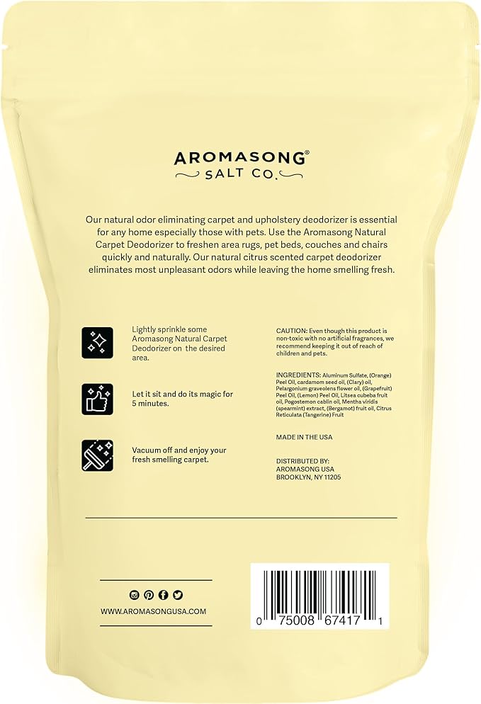 Aromasong Carpet Deodorizer - 100% Natural Carpet Freshener Powder - Safe For Pets - Carpet Powder For Vacuuming - Upholstery Deodorizer - Effective Pet Odor Eliminator For Strong Odor & Pet Urine