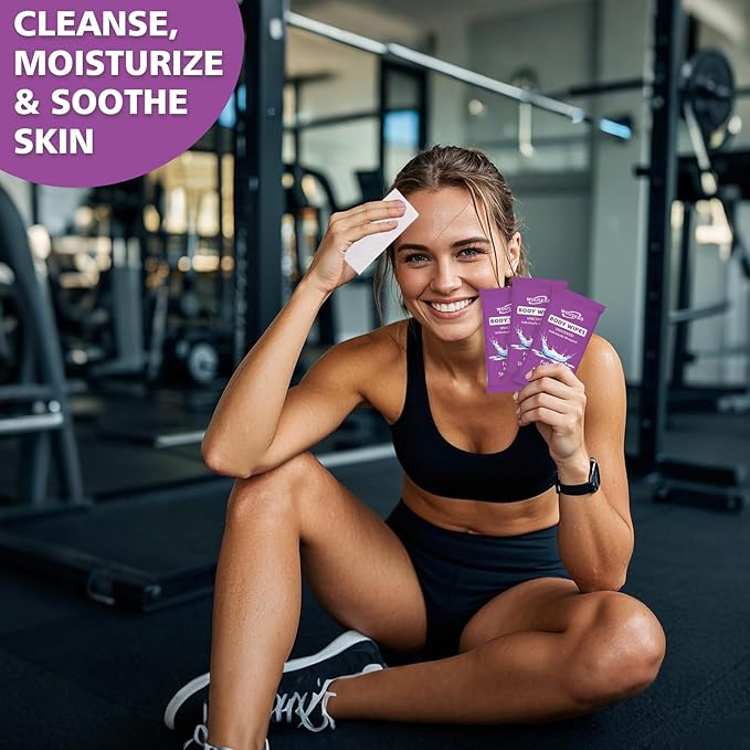 200 Pcs Body Wipes Individually Wrapped(8" x 9.5"),Shower Wipes for Adults Bathing No Rinse,Personal Cleansing Wipes for Travel Gym,Bulk Deodorant for Homeless