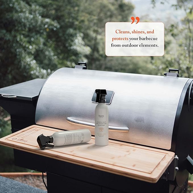 Bayes High-Performance Stainless Steel BBQ Exterior Cleaner and Protectant - Cleans, Shines and Protects Stainless Steel Barbecue Surfaces, Shields from Outdoor Elements - 16 oz, 2-Pack