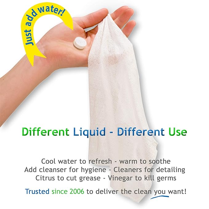 Multi-Purpose Wipes - Just Add Water - 100 Compressed Tablets & 1 To Go Tube - Multipurpose All Natural Reusable Wipes - Biodegradable Towelettes - Hypoallergenic - Compostable - Scent-Free.