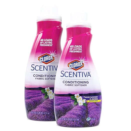 Clorox Scentiva Liquid Fabric Softener Fabric Conditioner Beautiful Tuscan Lavender & Jasmine Scent Leaves Behind a Great Smell 41 Fluid Ounce Bottle (Pack of 2)