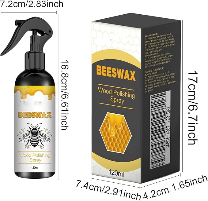 Natural Beeswax Care Spray & Restorer,Natural Beeswax Spray For Wood,Leather & Furniture Polish,Protective Conditioning Formula With Pure,Non-Toxic & Eco-Friendly (2Pcs)