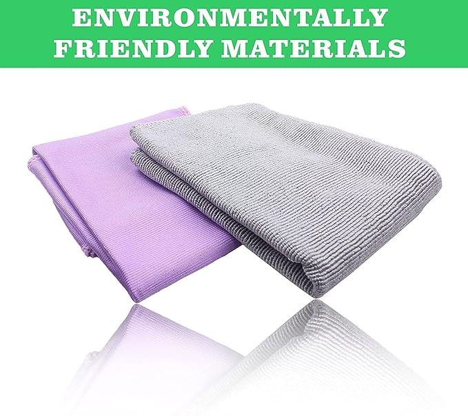 Longmann Window Cleaning Cloth, Glass Cloth, Cleaning Cloth, Streaks Schatches Free (Purple 2 Pack, Grey 2 Pack)