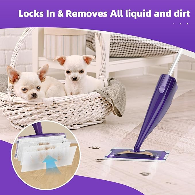 30 Count Disposable Mop Pads for Swiffer WetJet Hardwood Floor Spray Mop, Mopping Pads for Swiffer All-in-One Mopping Cleaner Starter Kit