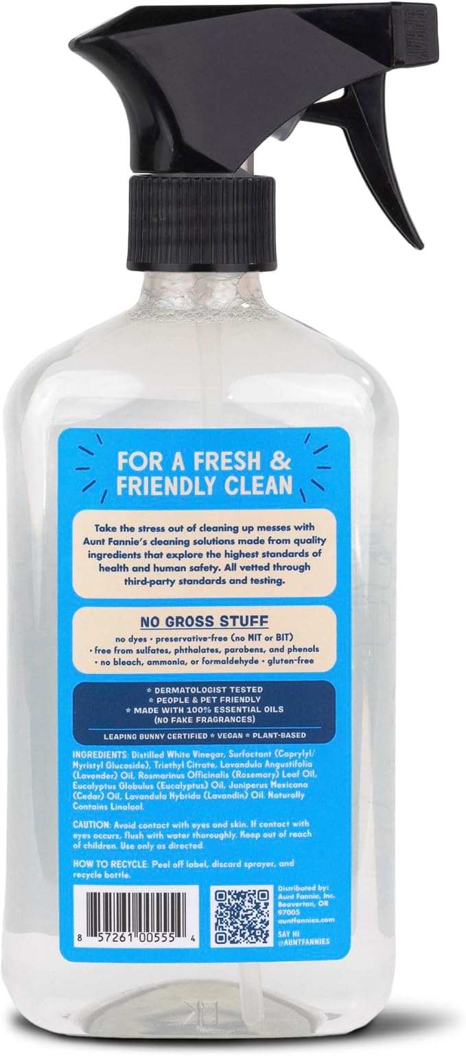 Aunt Fannie's All Purpose Bathroom Cleaner Vinegar Spray for Shower, Tub, Toilet, Tile, Sink and Fixtures, 16.9 Ounces (Pack of 3)