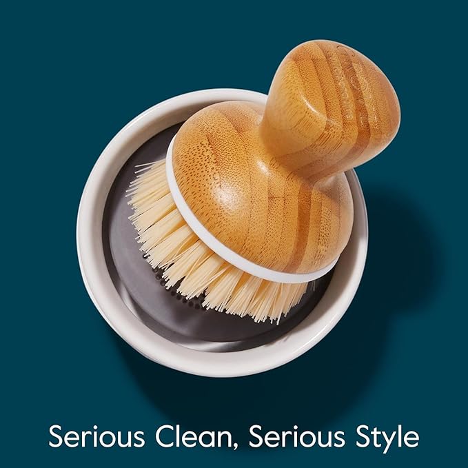 Grove Co. Bubble-Up Dish Brush, 2-Pack, Ergonomically Designed Dish Scrubber, Replacement Dish Scrub Brush, Removes Tough Messes, Gentle on Dishes, Sustainable Solution to The World's Waste