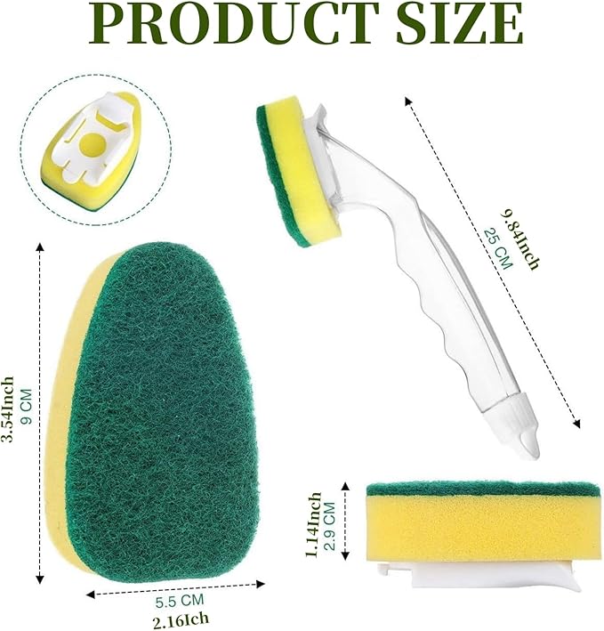 Dish Wand with 4Pack Replacement Dish Wand Sponges,Dish Brush Pads Kitchen Cleaning Sets,Non-Scratch Dishwand Kit