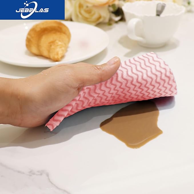 JEBBLAS Reusable Cleaning Cloths Handi Wipes Reusable Cloths Dry Cleaning Cloths Dish Towel Dish Cloths Handy Cleaning Wipes,Pack of 100, Red